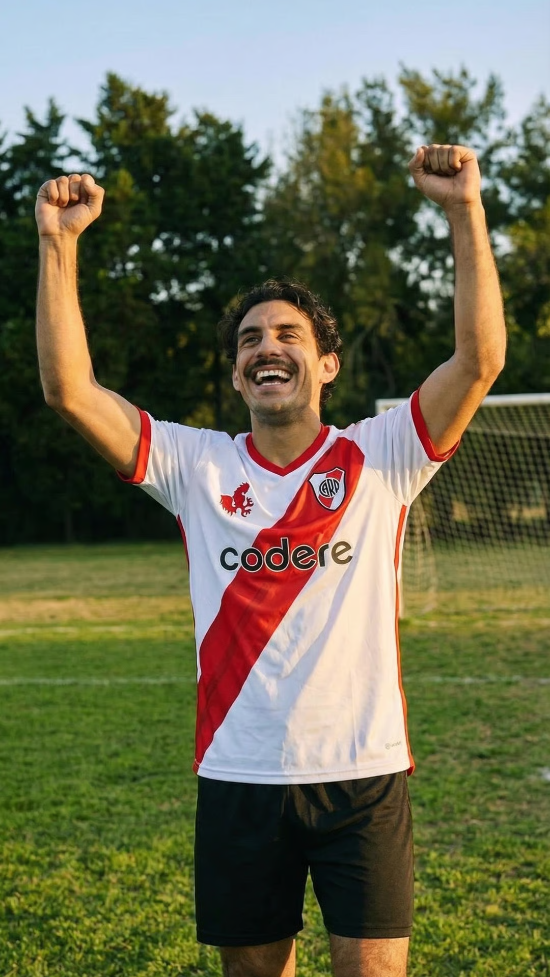 Usuario celebrando con camiseta Rosario Central