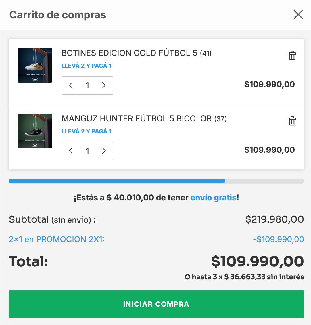 Ejemplo checkout 2x1